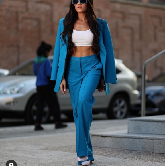 Zara | Pants u0026 Jumpsuits | Zara Full Length Menswear Style Masculine  Straight Trousers Blue | Poshmark